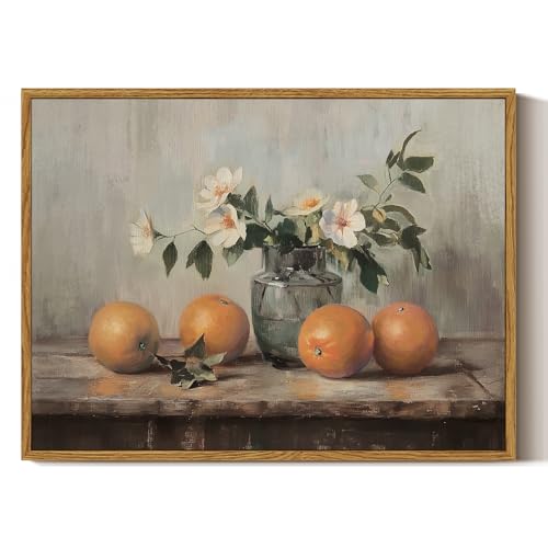 ARPEOTCY Framed Canvas Wall Art, Farmhouse Vintage Wall Decor, Oranges