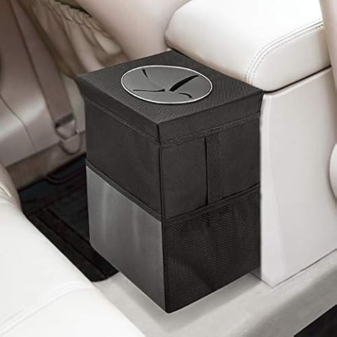 Car Trash Can with Lid - Car Trash Bag Hanging with Storage Pockets Collapsible and Portable Car Garbage Bin, Size S Cover