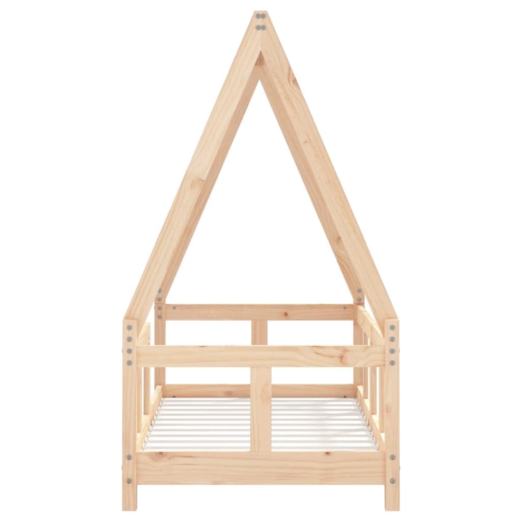 Mangloder Kinderbett 70x140 cm Massivholz Kiefer, Hausbett mit Lattenrost, Kleinkindbett für 18 Monate bis 4 Jahre, niedriger Einstieg, naturbelassenes Babybett für Kinderzimmer
