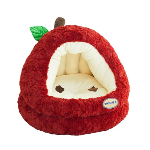 猫 ベッド 冬 室内 ふわふわ もこもこ ペットベッド 寒さ対策 保温 防寒 暖かい 小型犬用 ハウス 可愛い 裏面に滑り止め付き ペット用寝袋 レッド 40*40*34cm