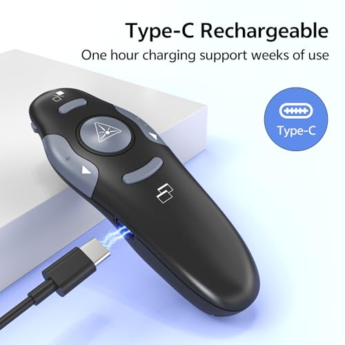 presentation clicker with case storage powerpoint wireless presenter remote usb type c rechargeable red laser pointer clickers for computer project mac ppt slideshow google slide advancer