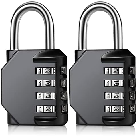 Padlock Combination Padlock 4 Digit Resettable Code Lock Outdoor Weatherproof Padlock Locker Locks for Gym School Locker Gate Shed Fence Gate Cabinet Toolbox, 2 Pack Cover