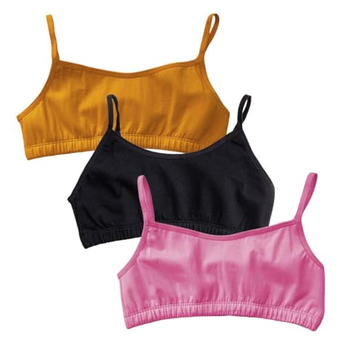 Image of ADIRA | Beginners Bra for Girls 13-14 Years | Flat Padding for Nipple Coverage | Comfortable Strecthy Cotton | Comfy-Breathable Beginners Bra & Super Soft Material | Pack of 3