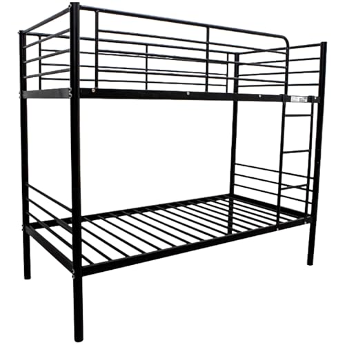Priceworth City Single Bunk Bed Frame with Metal Mesh Base Space-Saving Bedroom Furniture Can be Separated into Two King Single Beds Easy to Assemble AFRDI Certified 172H x 200W x 97.5D cm Black
