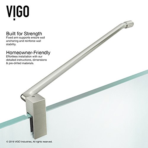 Vigo Vg6011Bncl40Wr 32.38" -40.25"W -73.38"H Frameless Hinged Rectangle Shower Enclosure With Clear 0.38" Tempered Glass Stainless Steel Hardware In Brushed Nickel Finish With Left Handle And Base #TOP7