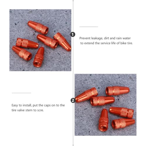 Toddmomy 12 Pzas Tapones de Válvula Metal Naranja para Bicicleta miniatura 6