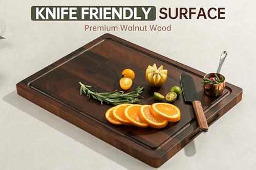 Image of THETCHRY Walnut Cutting Boards For Kitchen, End Grain Wooden Cutting Board with Handle, Chopping Board Double Sided Charcuterie Boards For Meal Prep & Serving with Gift Box（Black Walnut）17 inchX13 inch X1 inch