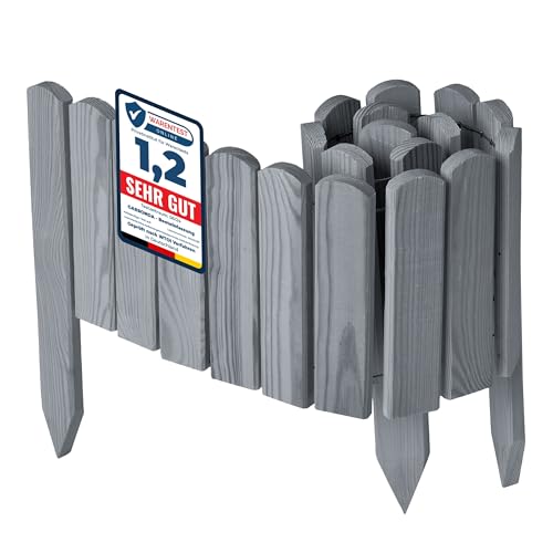 Garronda Rollborder Recinzione in legno flessibile 100 x 20 cm bordatura giardino bordura per aiuola staccionata in legno cordolo Decorazione da frutteti Palizzata GD-0148 Grigio