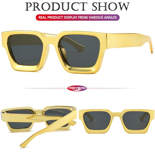 Image of AIEYEZO Square Sunglasses for Women Men Square Thick Frame Sun Glasses Simple Designer Style Shades