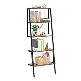 Teraves Ladder Shelf, 5-Tier Bookshelf Wood Look Metal Frame Multifunctional Ladder Plant Flower...