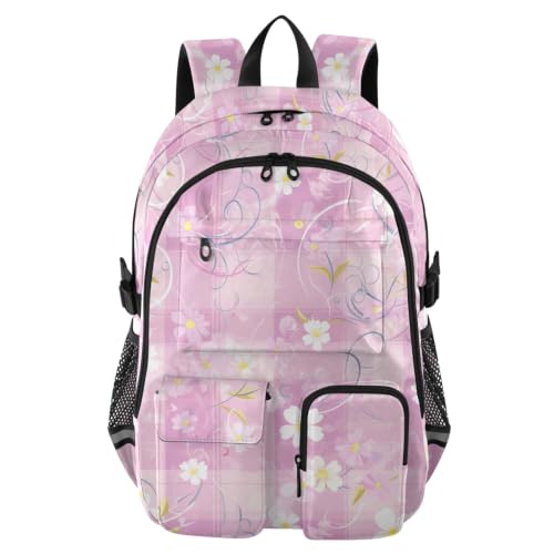 Mochilas de viaje para laptop acolchadas contra golpes escolares con cuadros amarillos y morados