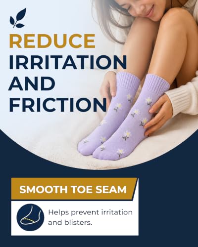 Image of Pembrook Bamboo Viscose Diabetic Socks for Women & Men - 6 Pairs Ankle Socks for Swollen Feet | Neuropathy Socks