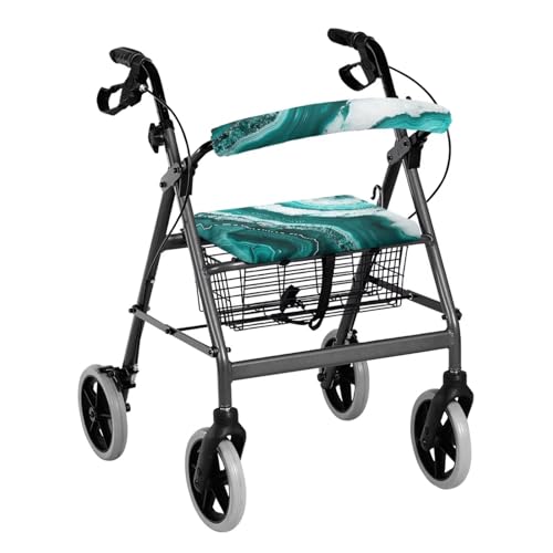 Vanideaoty Marbler Rollator Seat and Back Rest Covers Easy to Install Drive Rollator Accessories with Elastic Band Walker Accessories for Seniors with Seat Gift Covers
