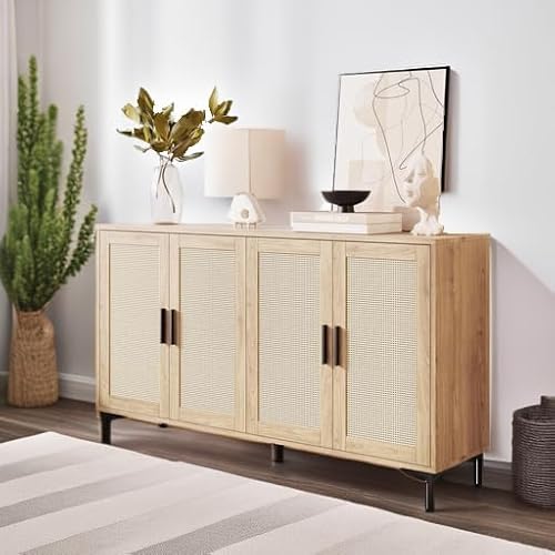 Jasiway BG002 Sideboard - Kitchen Buffet Cabinet With Rattan Decorated Doors thumb #4