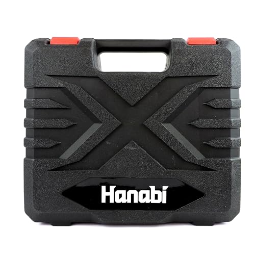 Parafusadeira Furadeira de Impacto Sem Fio 21V 2 Baterias, Kit Acessórios Maleta de Transporte Hanab