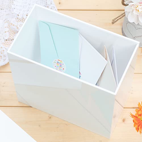 Image of UNIQOOO White Acrylic Card Box w /Slot, Thick DIY Wedding Box Blank No Print, Large 10x10x5.5 in, for Reception Decoration Fundraiser Money Box Election Ballot Graduation Keepsake Party Favor