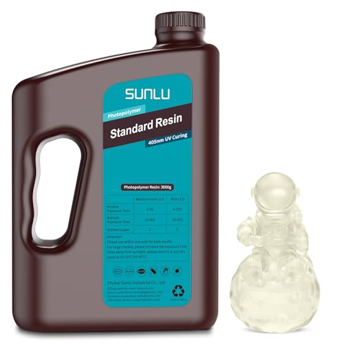 Image of SUNLU 3D Printer Resin 3kg, Fast Curing Standard 3D Resin for LCD DLP SLA Resin 3D Printers, 395 to 405nm UV Curing 3D Printing Liquid Photopolymer Resin, Low Shrinkage, High Precision, 3000g, Clear