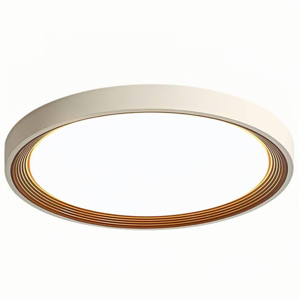 LUOYAOB Modern Cream Style Round 19.6in Textured Ring Ceiling Lights Acrylic Shade Flush Mount Ceiling Lamps Iron Body Three-Color Mode Ceiling Light Fixture for Bedroom