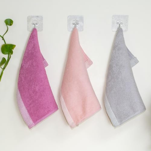 Image of RANGOLI 100% Bamboo Face Towel Set of 3, 500 GSM, Quick Dry Towels for Face, Gym, Travel, Ultra Soft Highly Absorbent, 30Cm X 30Cm, Purple, Peach & Grey