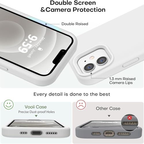 Image of DIZORO Microfiber Candy Case Compatible for iPhone 12 Smooth Touch Cushion Liquid Soft Silicone Gel Rubber Phone Cases Non-Slip Full Body Protective Shockproof Back Cover (White)