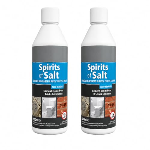 2X Spirits of Salt Drain & Toilet Cleaner - 500ml Limescale Remover Fast-Acting Unblocker for Pipes Toilets & Drains - Multi-Purpose Formula for Stubborn Blockages & Hygiene Restoration