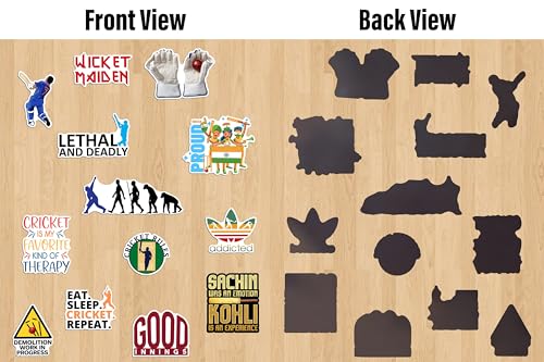 Image of WallDesign Unique Cricket Theme Magnets - Essential Set for Sports Enthusiasts, Magnet Collection for Cricket Fan (Set of 14)