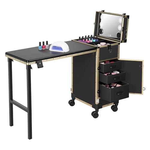 feneihe Portable Nail Tech Desk & Foldable Manicure Table -