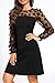 Black Cocktail Dress 3D Floral Appliqués Sheer Long Sleeve Wedding Guest Night Date Semi Formal A line Short Dresses