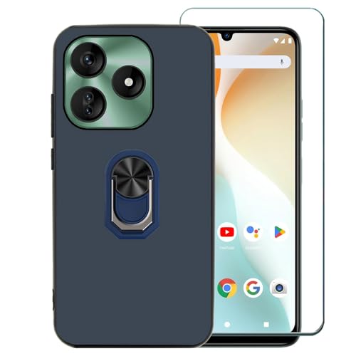 Coque BLU G64L avec protège-écran TPU bleu et anneau rotatif