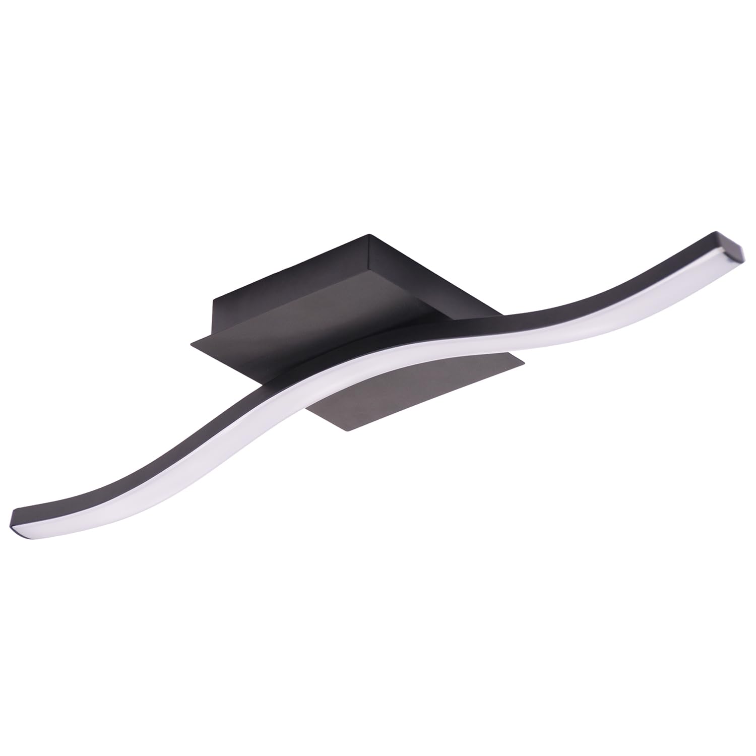 Happy Homewares Contemporary Designer Single Wavy Strip LED Ceiling Light Fitting in Matte Black| 6w LED | 3000k Warm White | 300 Lumens | Class 1