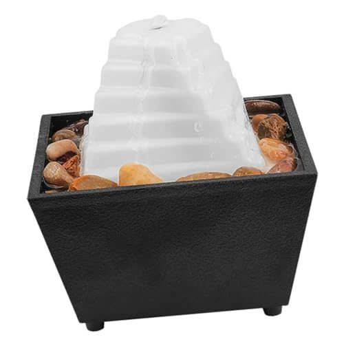 ELAYARD Fuente de Escritorio Creativa Mini Cascada y Luz LED Fuente de Agua Interior para Decoración de Hogar y Oficina Humidificador Natural Relajante