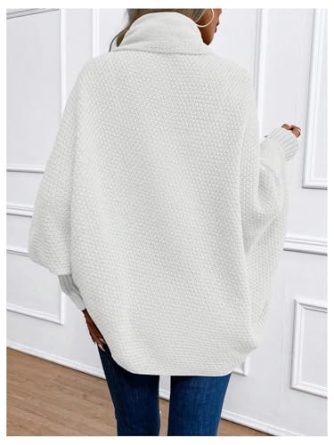 Image of GORGLITTER Women's Dolman Long Sleeve Shrugs Cardigan Open Front Shawl Neck Oversized Loose Knit Top White Large