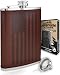 American Flag Flask - 8 oz Premium Soft Touch Leather Wrap | 18/8 304 Highest Food Grade Stainless Steel | Leak Proof Slim Hip Flasks | Classic American Flag Design | Bonus Funnel