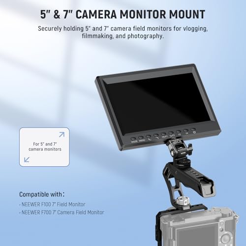 Image of NEEWER Camera Field Monitor Mount Holder Bracket, 360 Swivel 180 Tilt Adjustable with 1 /4 inch & 3 /8 inch Screw Anti Twist Compatible with Atomos Ninja 5 inch & 7 inch Compatible with SmallRig Camera Cage, MA022