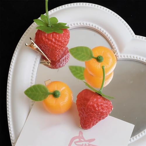 10PCS accesorios de fresa, pinzas de cabello frutales miniatura 4