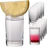 PLATINUX Vasos de chupito de 30 ml, juego de 12 vasos de chupito de cristal, forma cilíndrica, paredes gruesas, fondo estable, transparente, fabricación europea, apto para lavavajillas