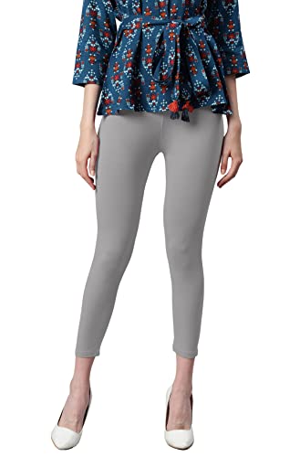 Image of Janasya Women's Grey Viscose Lycra Legging