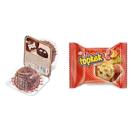 Eti Puf Kakaolu Bisküvi 18 g x 48 Adet x1 + Eti Topkek Meyveli Kek 40 g x 24 Adet x1