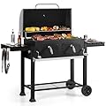 Sophia & William Heavy-duty Charcoal BBQ Grills Extra Large Outdoor Barbecue Grill with 794 SQ.IN. Cooking Area, Dual-Zone Individual & Adjustable Charcoal Tray and Foldable Side Table, Black