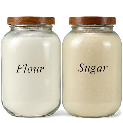 YoenKtss 2 Pack Glass Storage Jars 128oz with Wooden Lids