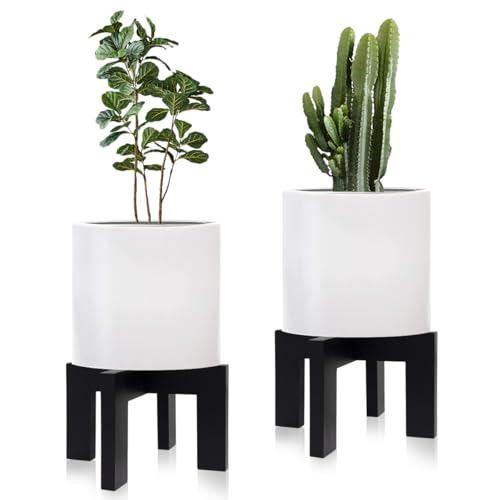 2 Pack Wood Plant Stand Indoor Holders for Plants, Sturdy Flower Pot Stands Plants Shelf, Wooden Stool for Patio Plant Stand, Fit 5-18 Inch Variety Flower Pots, Easily Assemble (2 Pack-Black)
