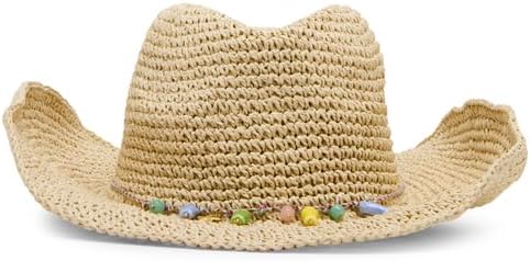 Betsey Johnson Beaded Fish Cowboy Hat, Natural