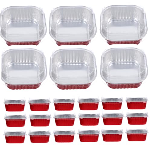 OFFSCH 40 Sets Aluminum Foil Cake Boxes Tiramisu Baking Food Storage Boxes for Oven Microwave Air Fryer with High Lid