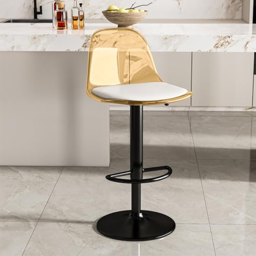 Taburetes de bar giratorios ajustables con respaldo sin brazos, sillas de isla de cocina, moderno asiento de barra de desayuno para pub y comedor, color amarillo, elegante asiento de altura de