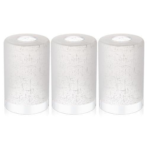 Image of Teenyyou 3 Pcs White Linen Frosted Glass Shade Replacements for Pendant Light Fixtures Glass Lamp Shade Cover, 1-5 /8 Inch Fitter E26 Base, 4 inchw x 6 inchh, Replacement Lamp Globe for Chandelier Wall Sconce