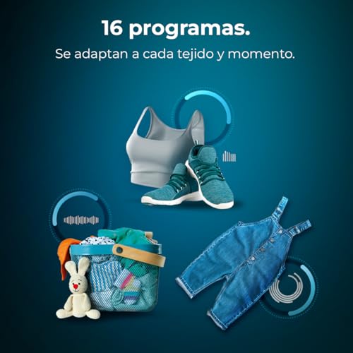 Cecotec Lavadora Secadora 8-5Kg Carga Frontal Bolero Wash&Dry 8580 Inverter A. 1400RPM, 16 Programas, Motor Inverter Plus, SteamMax, OnSmart, Fuzzy Logic, SpaCare y Detector de Carga - imagen 6