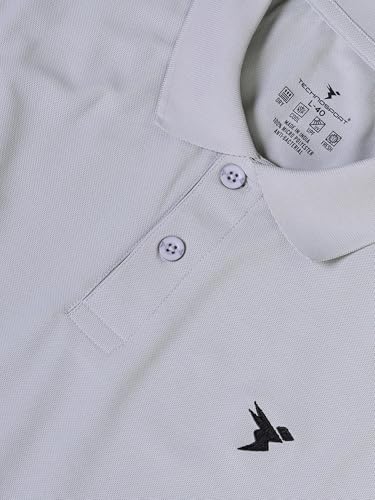 Image of TECHNOSPORT Mens Slim Fit Polyester Active Wear Collar Polo T-Shirt with Long Sleeves for Workout, Sports