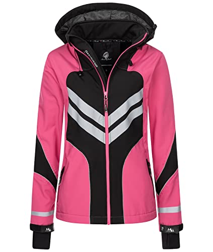 Rock Creek Damen Softshell Jacke Windbreaker Regenjacke Übergangsjacke Softshelljacke Damenjacke Regenmantel Outdoorjacke Kapuze D-468 Pink S