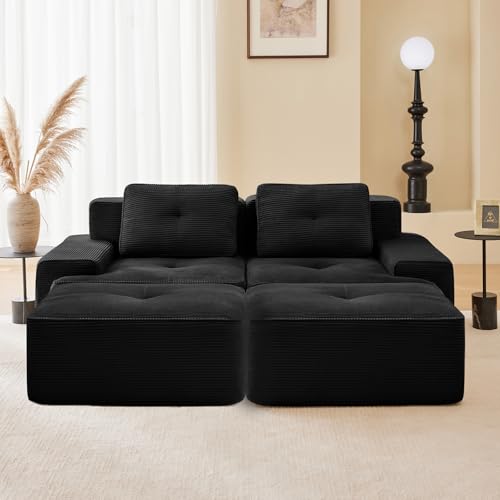 Image of Corduroy Modular Sectional Sofa, Oversized Cloud Couches for Living Room
