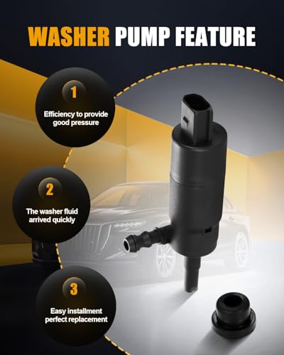 Image of ROADFAR Front Windshield Washer Pump Fit for Audi for A3 A4 2006-2011 | Fit For BMW For 128i 2008-2012|For BMW For X3 2004-2010|For Volkswagen For Touareg|OEM:3B7955681|3B7955681|with Grommet